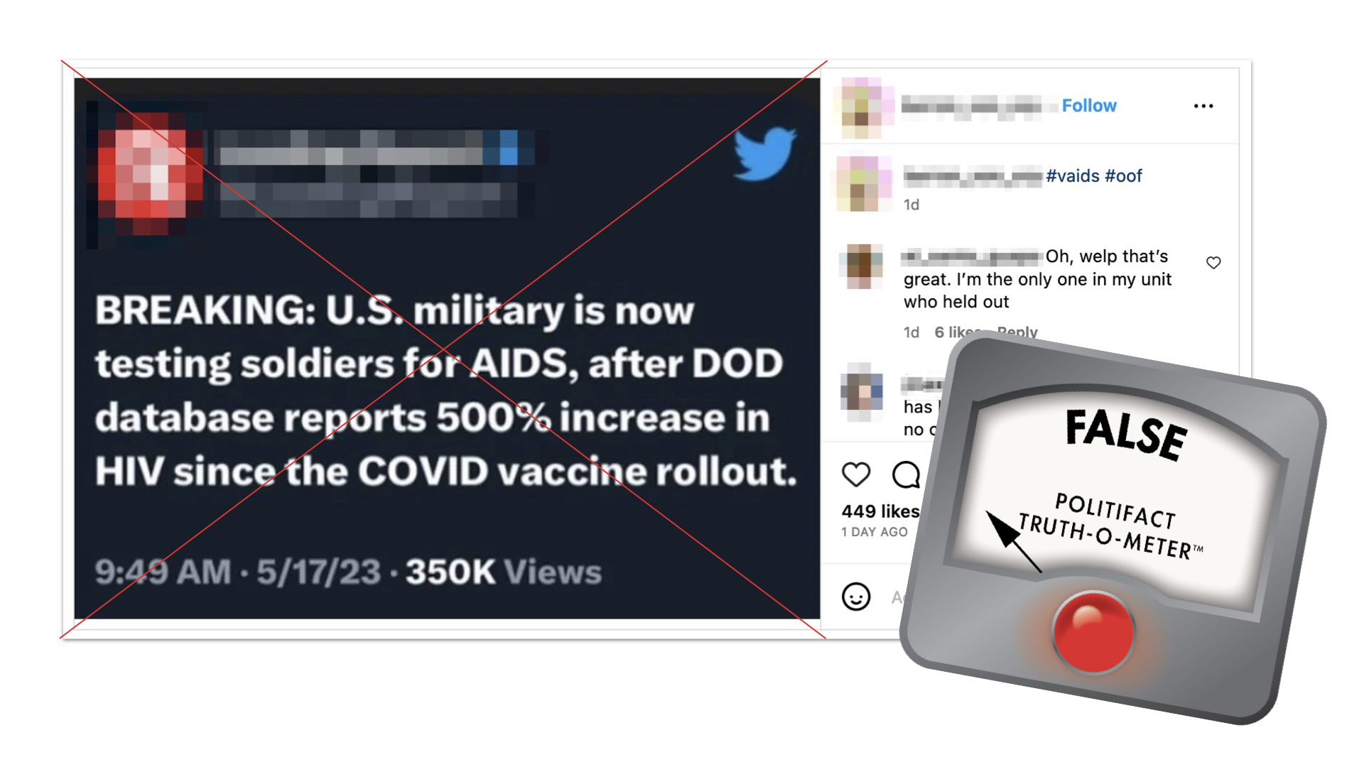 False graphic for claim about COVID-19 vaccines causing HIV infections in the military