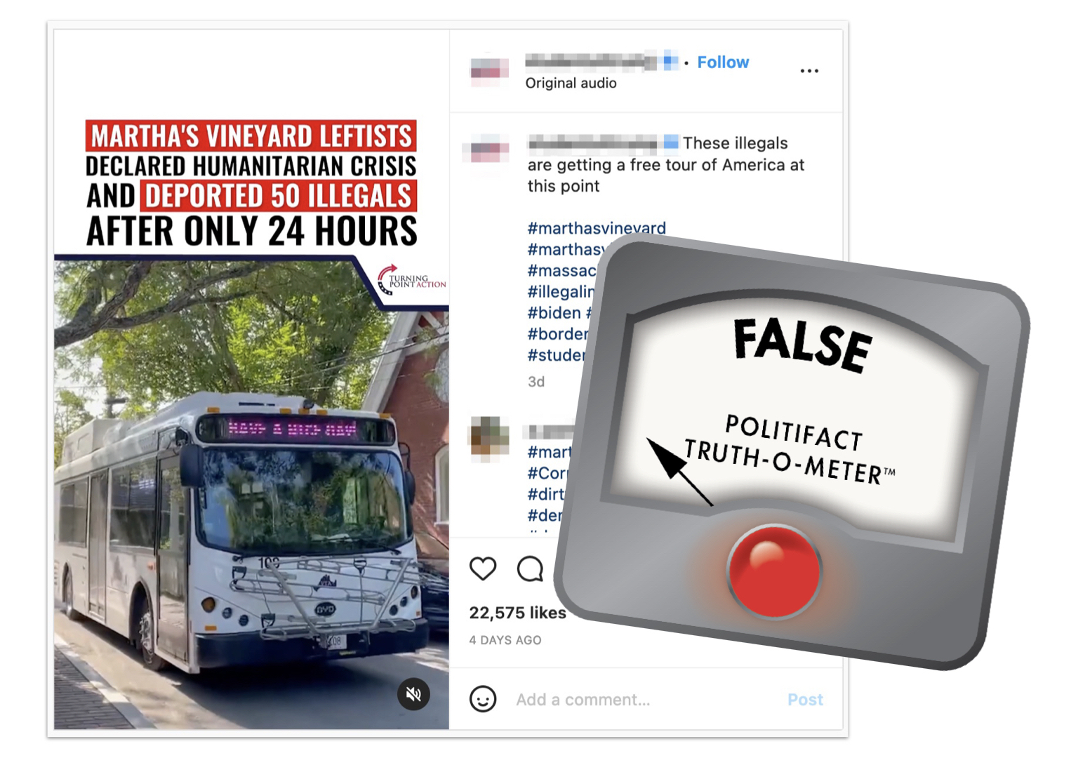 Graphic for claim that Martha's Vineyard migrants were deported