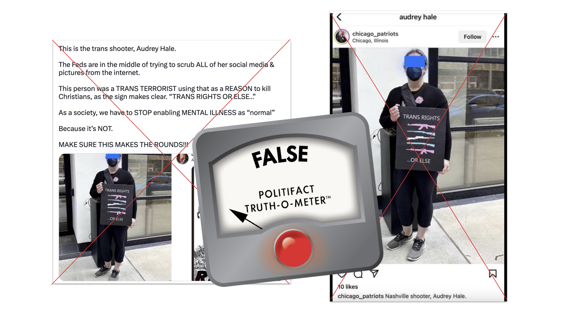 Graphic for incorrect claims about Nashville shooter 2023