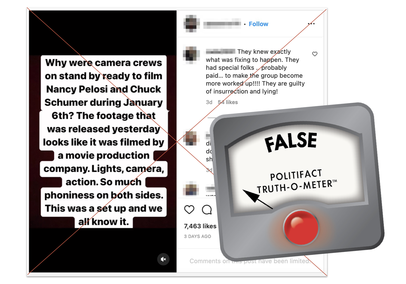 False graphic of Instagram post that says Jan. 6 was setup