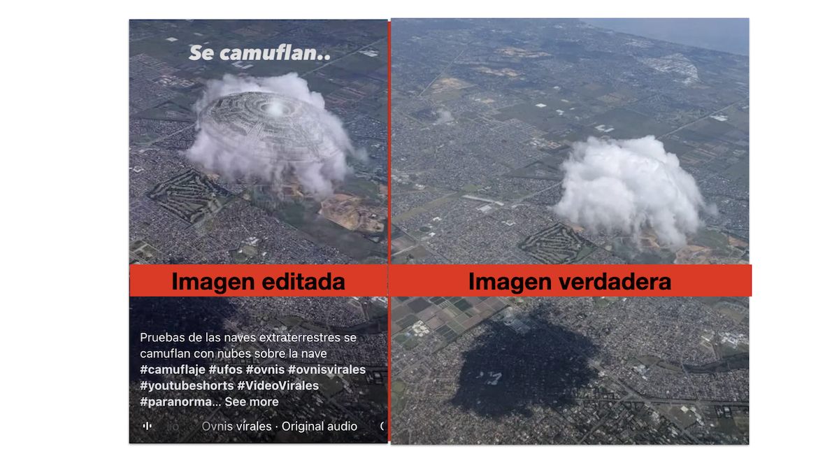 clouds and fake UFO in cloud Spanish 8-30-2023