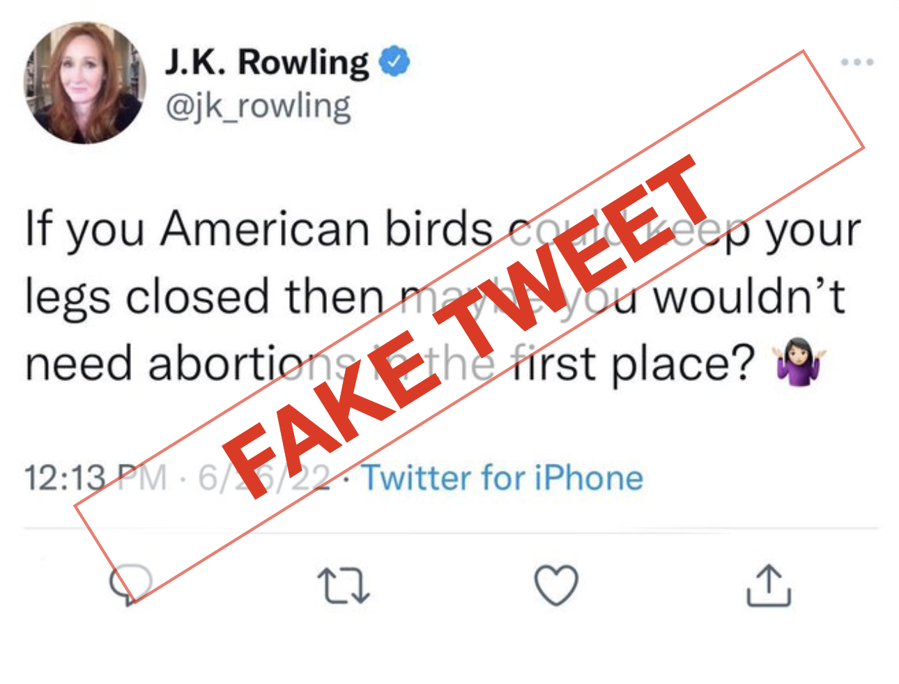 fake jk rowling tweet american birds abortion