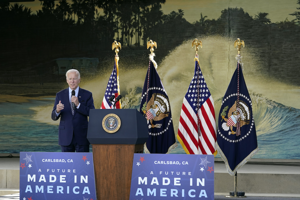 Joe Biden speaks at Viasat in California on Nov. 4, 2022