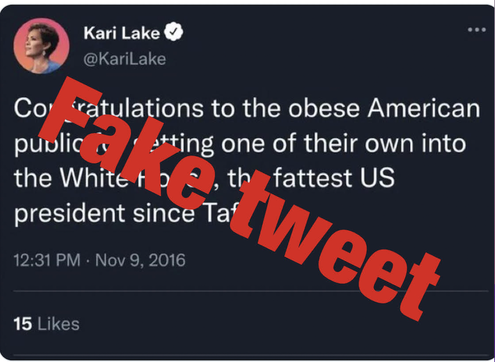 kari lake fake tweet about trumps weight