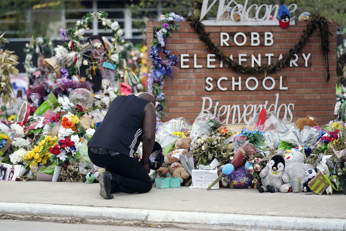 Memorial at Robb Elementary School Uvalde Texas