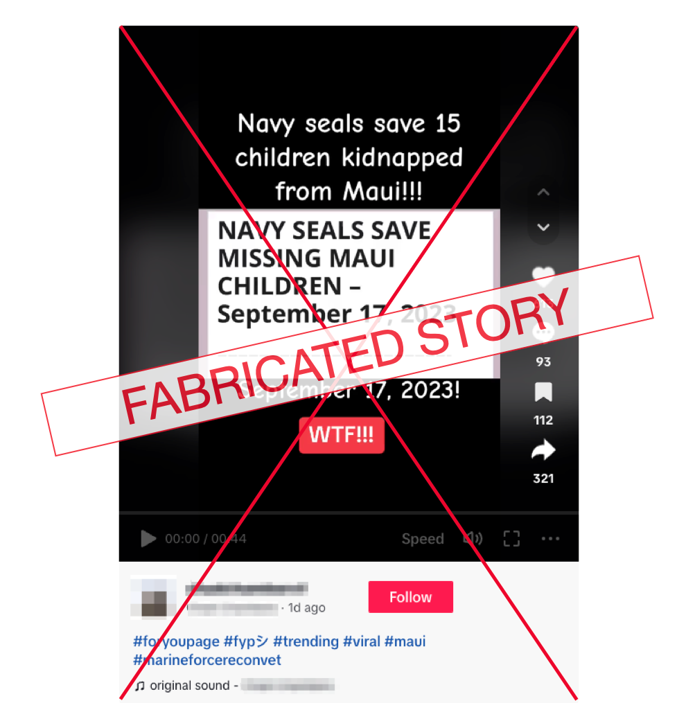 Navy Seals save Maui kids fake TikTok False screenshot
