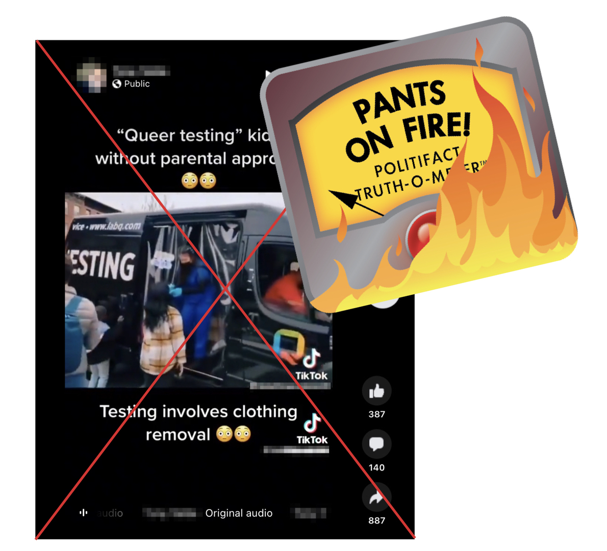 POF graphic for claim that a van is queer testing kids