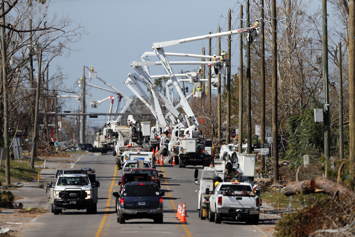 Panama City Florida electrical work after Hurricane Michael, 10-18-2018