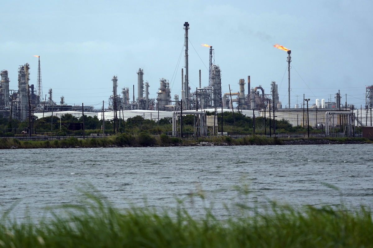 An oil refinery on the water in Texas on Aug. 26, 2020.