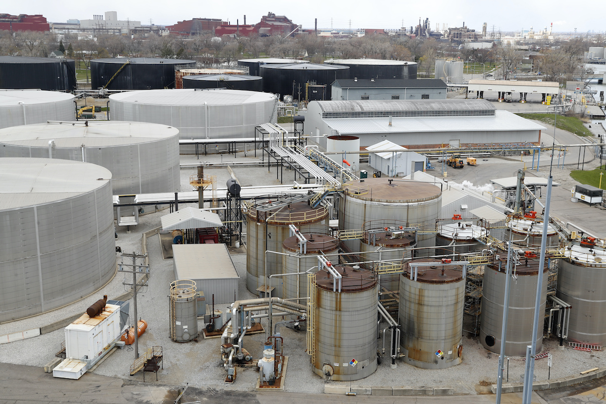 Storage at a refinery in Detroit on April 21, 2020