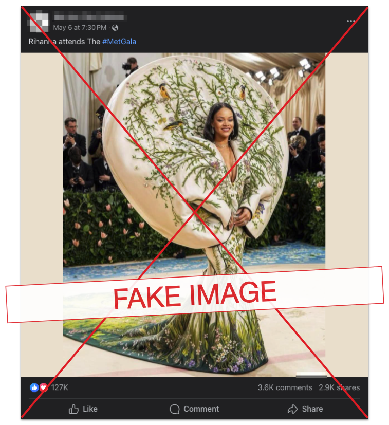 Graphic Rihanna attended 2024 Met Gala claim fake photo 05-08-2024
