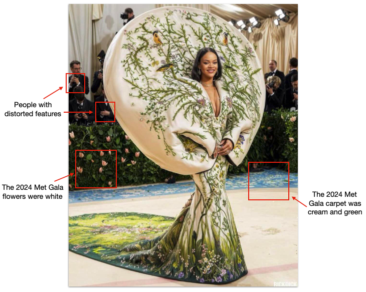 Graphic Rihanna Met Gala fake photo wrong details 05-08-2024