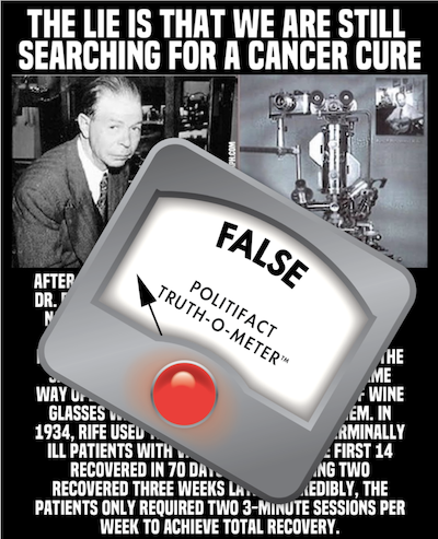 rife machines are a cancer cure FB post