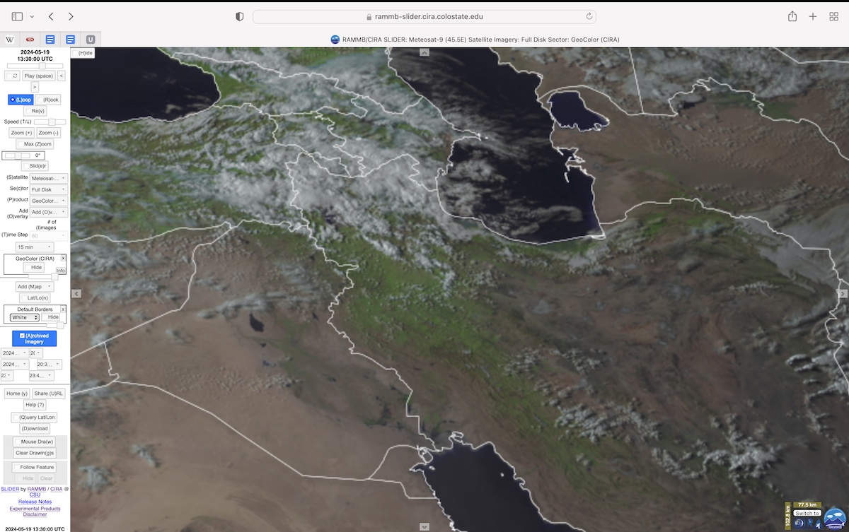 Screenshot of Iran weather data, 05-21-2024