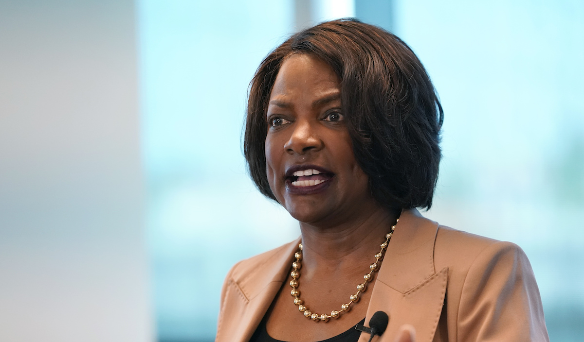 Val Demings at roundtable, August 2022