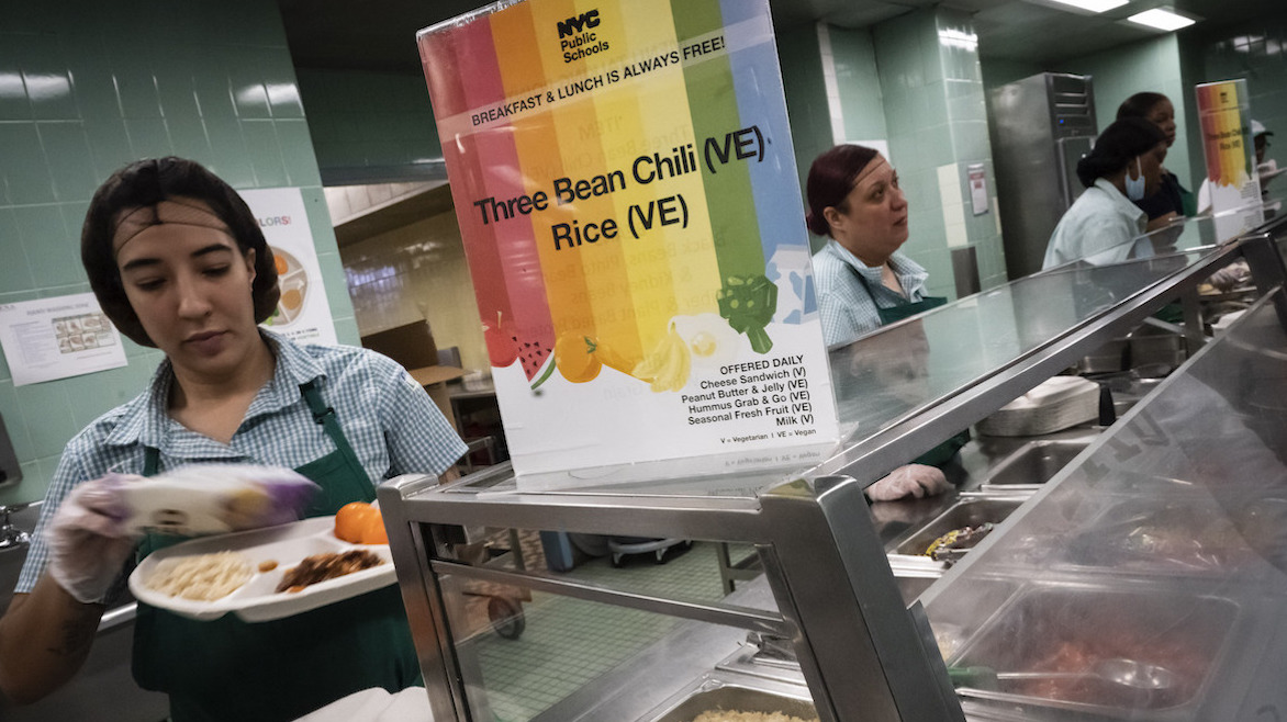 Vegetarian lunch at NYC school cafeteria