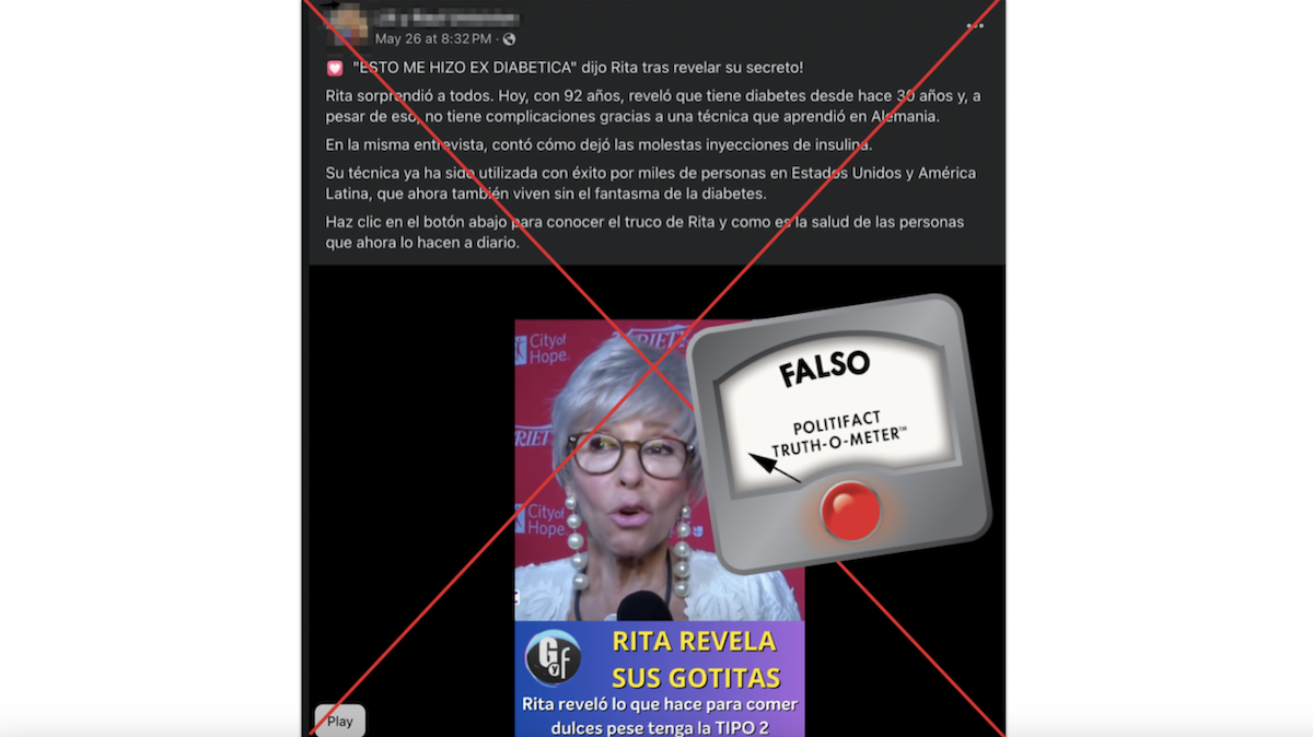 Imagen falsa de Rita Moreno promocionado gotas
