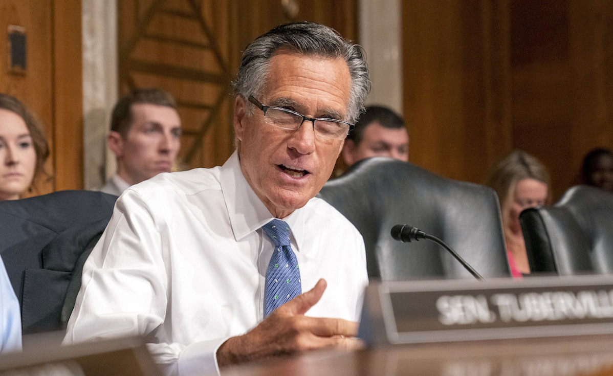 Mitt Romney in April 2023 Senate hearing