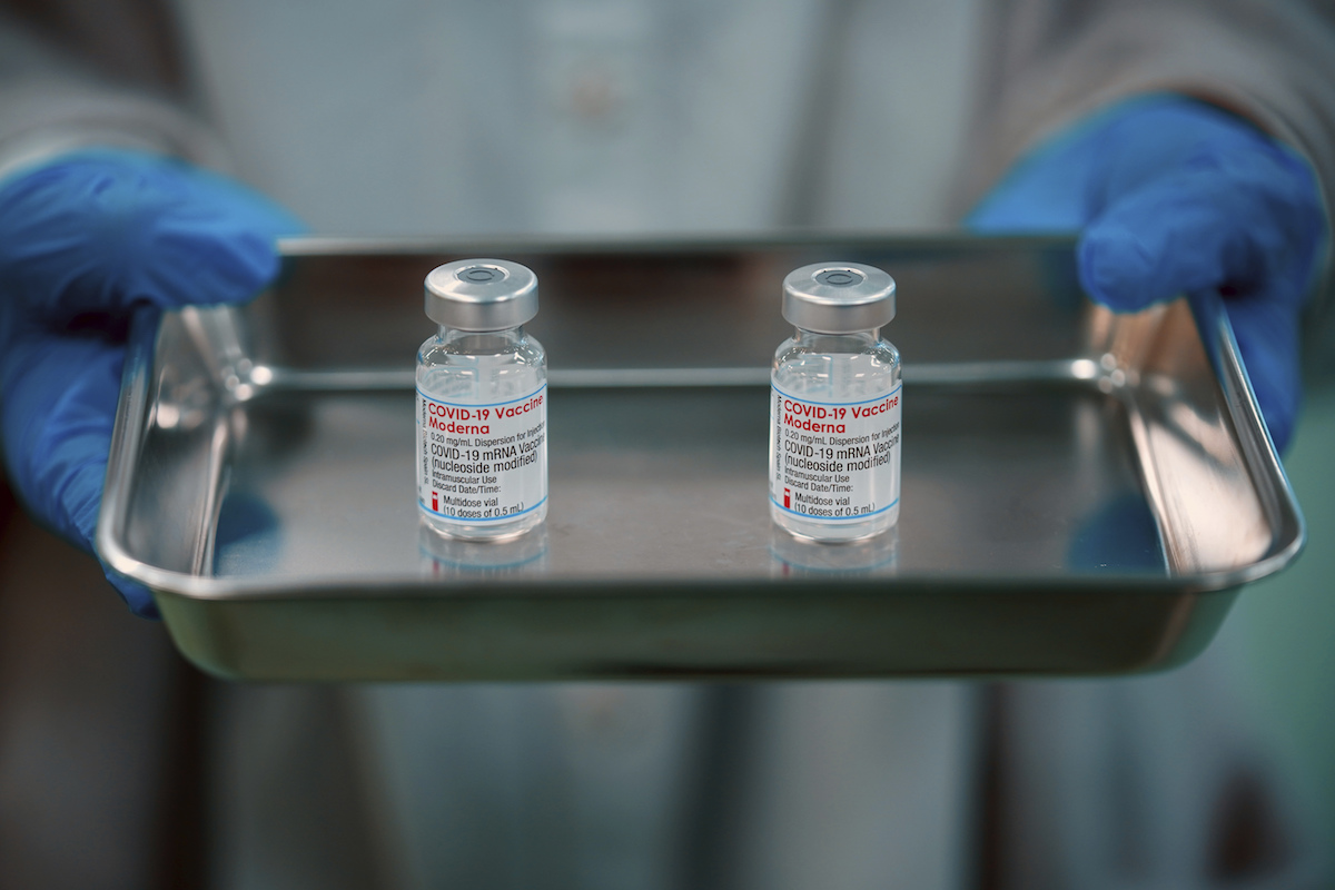 vials of Moderna COVID-19 vaccine in Japan