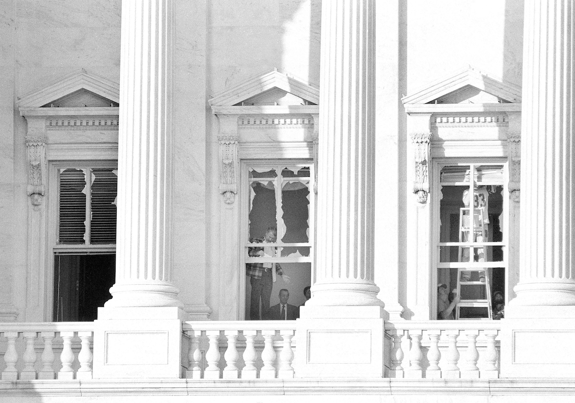 Damage outside the Capitol after the 1983 bombing