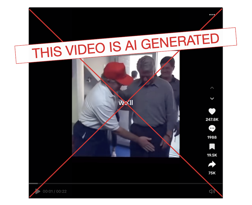Video showing Donald Trump touching Bill Clinton’s crotch is an AI creation