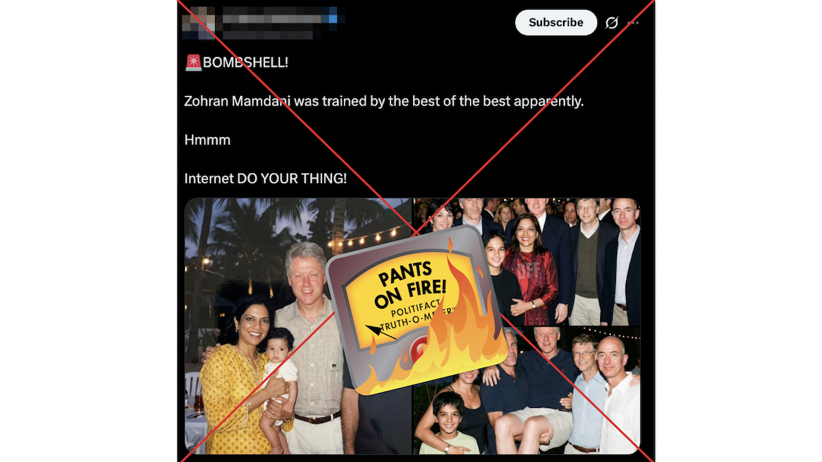 POF graphic of fake AI images of Mamdani and Epstein