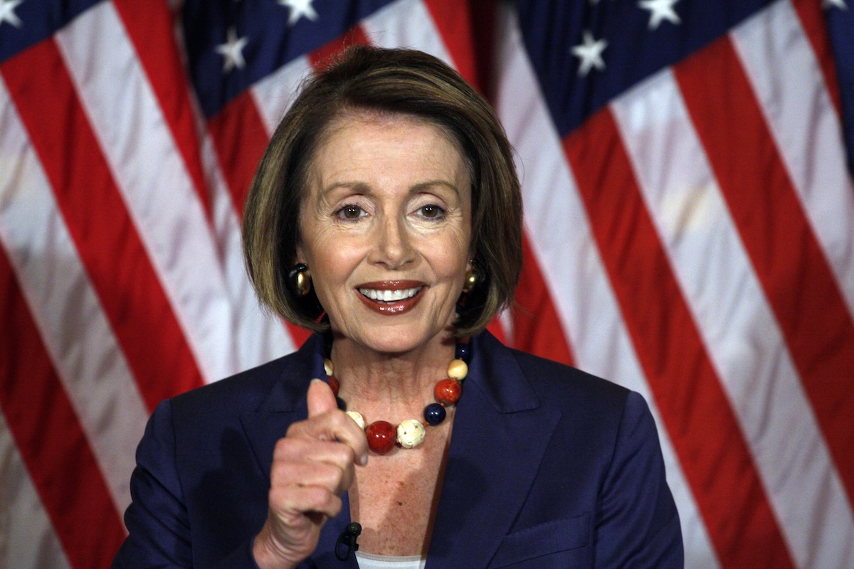 Nancy Pelosi at a press conference in 2009