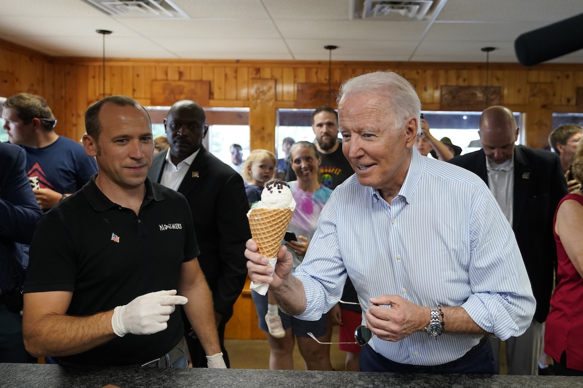 Biden eating ice cream in Michigan