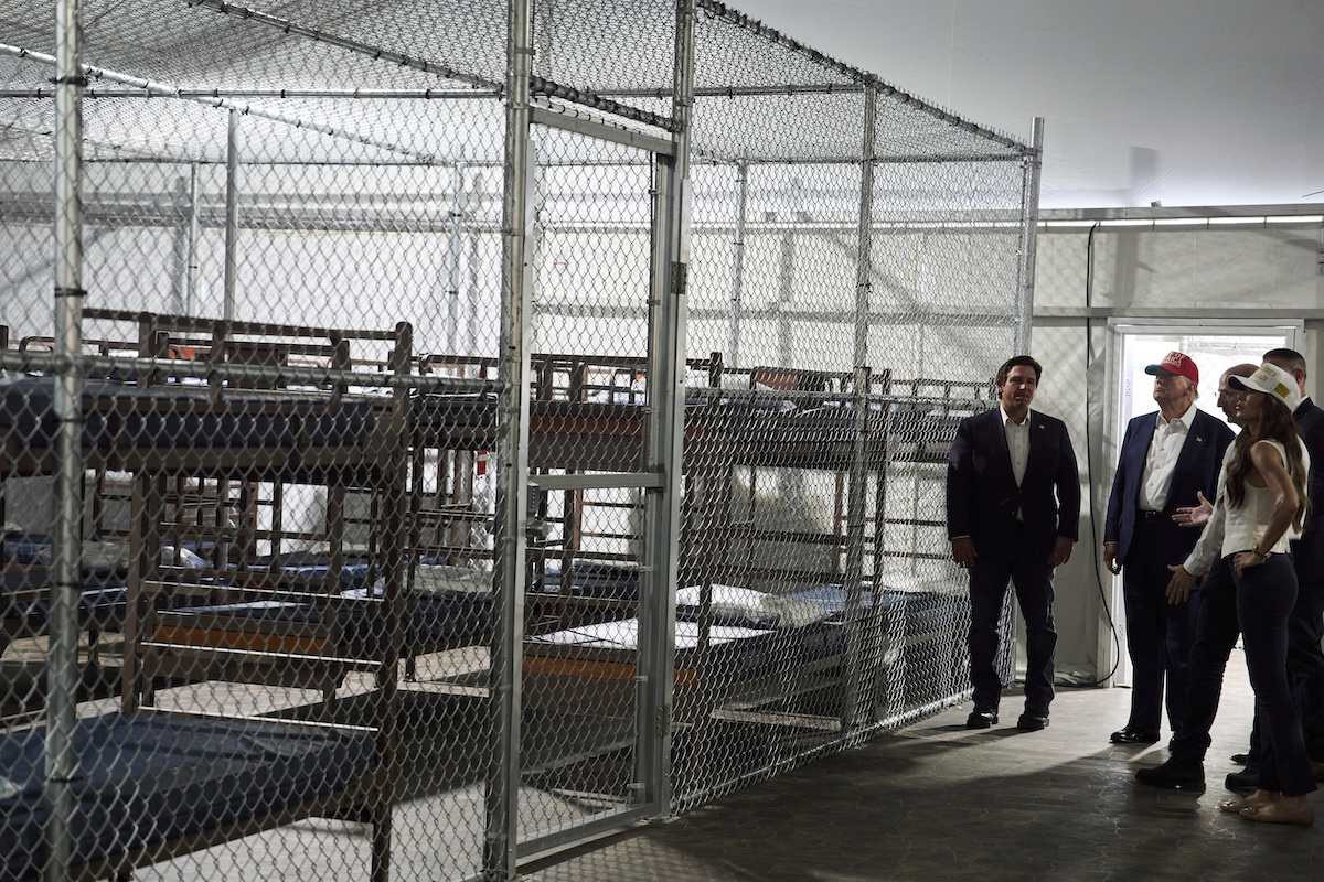 Photo shows bunk beds and Trump visiting Alligator Alcatraz 07-01-25