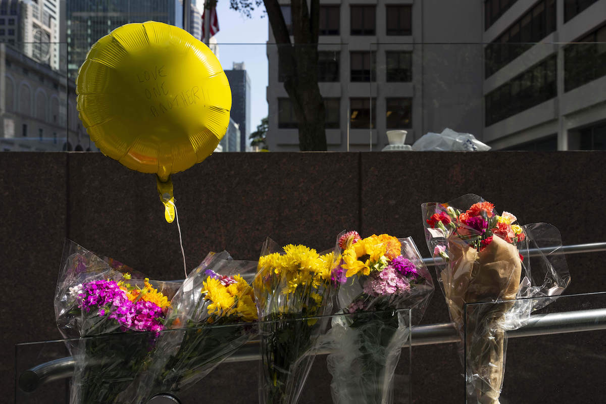 Memorial outside of NYC shooting scene 07-28-25