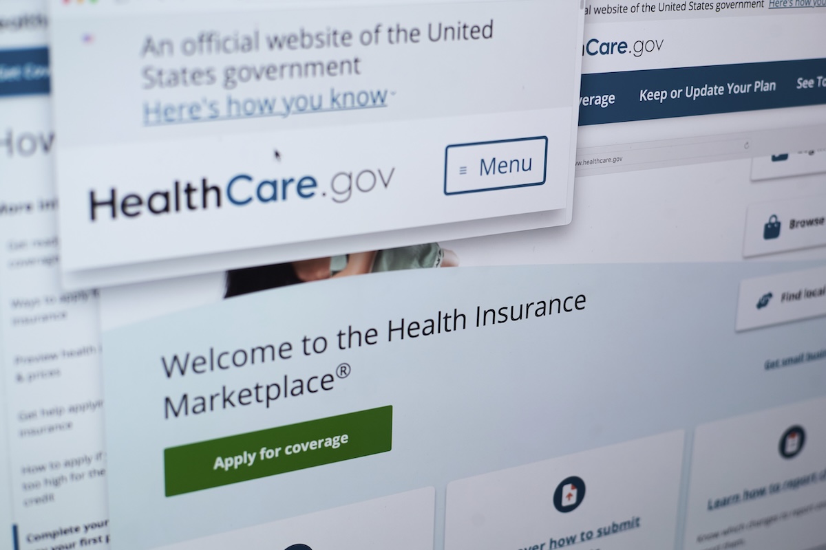 Computer screen showing ACA marketplace