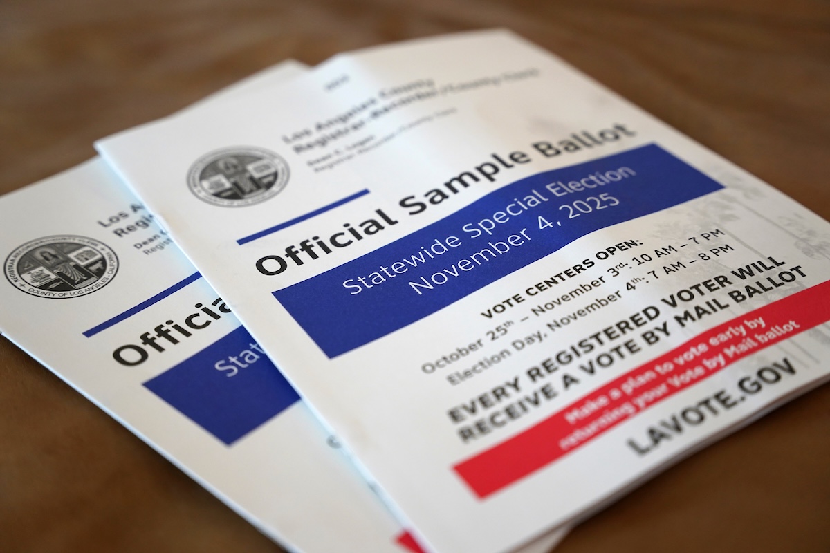 Sample ballot CA Prop 50 election 10-3-25