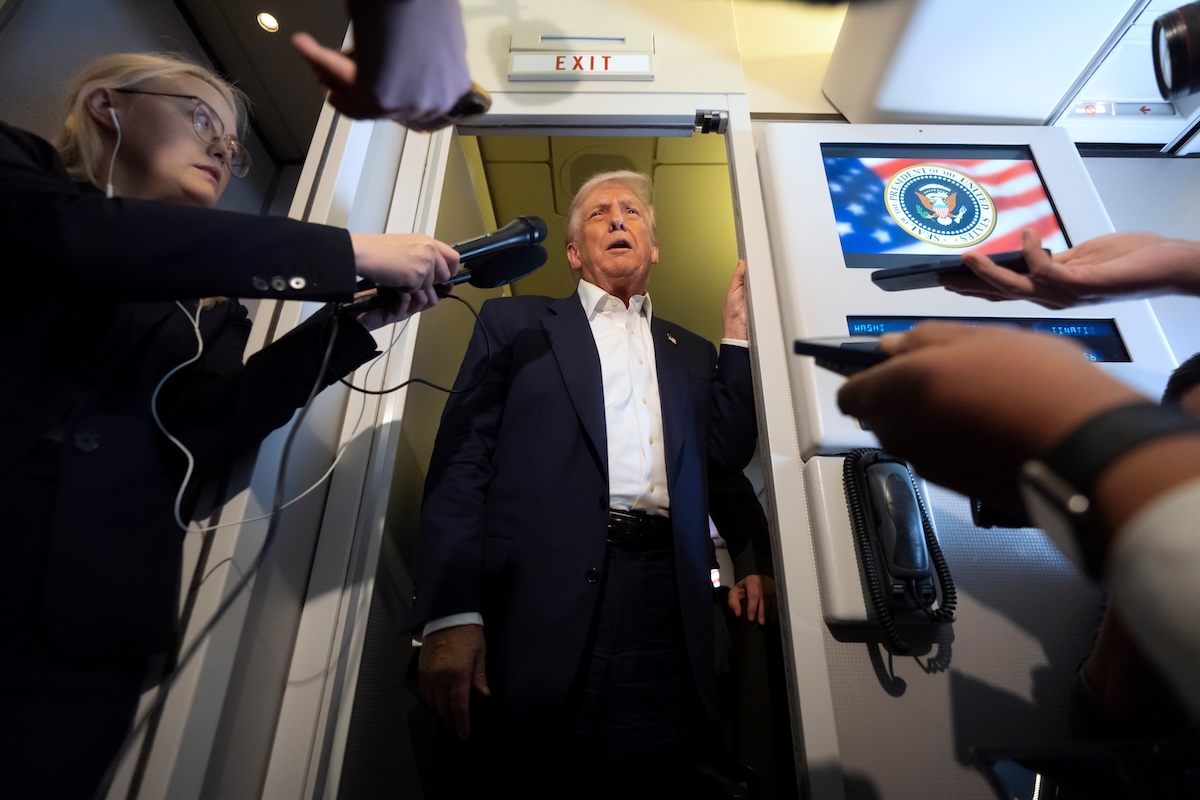 Trump on Air Force One while flying to Japan Oct 27 2025