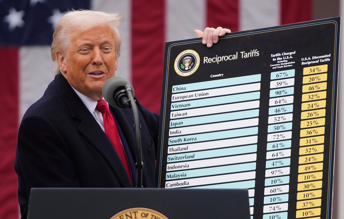 Trump holds tariff chart 04-02-25