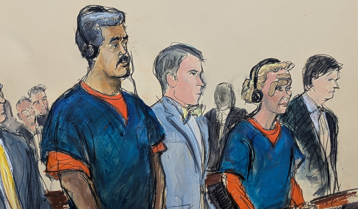 Español: Sketch of Maduro in court in NY 01-05-26