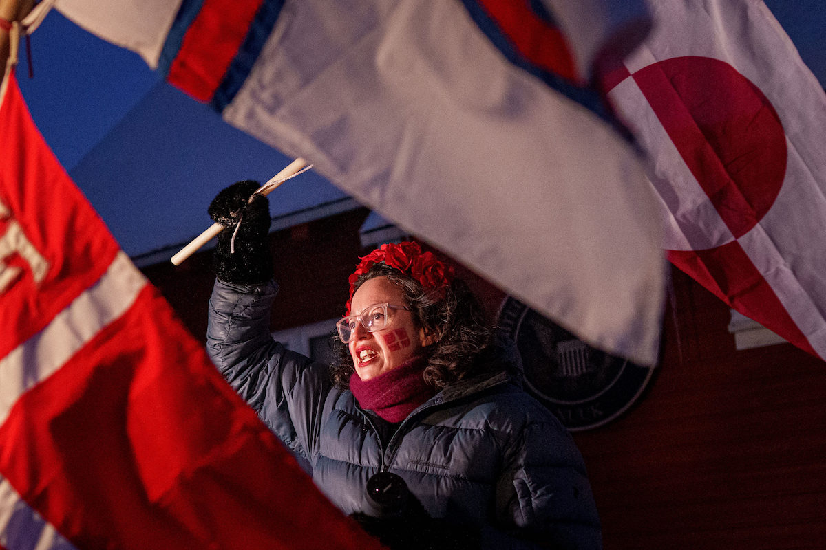 Greenland protestor at US Consulate in Nuuk Jan. 20, 2026