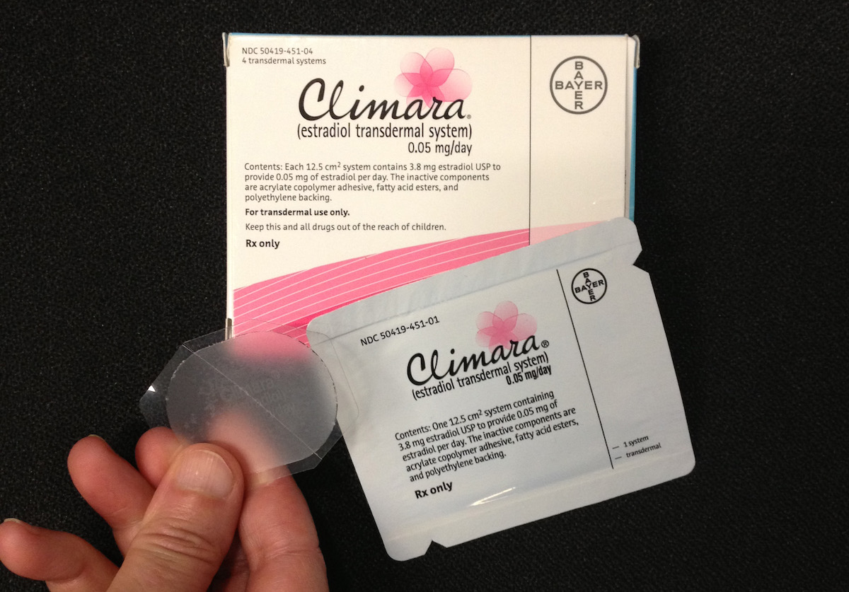Climara estrogen skin patch for menopause