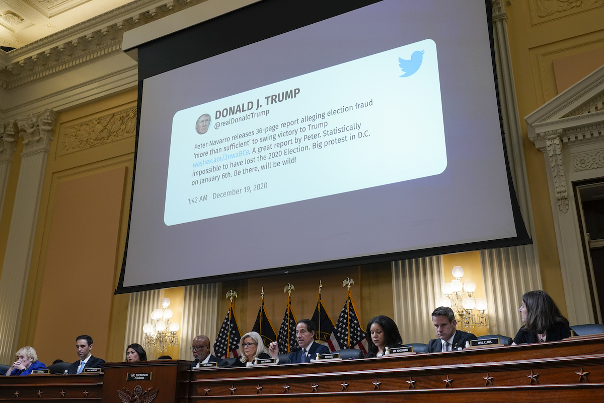 Trump text shown during July 12 hearing of House Jan. 6 committee