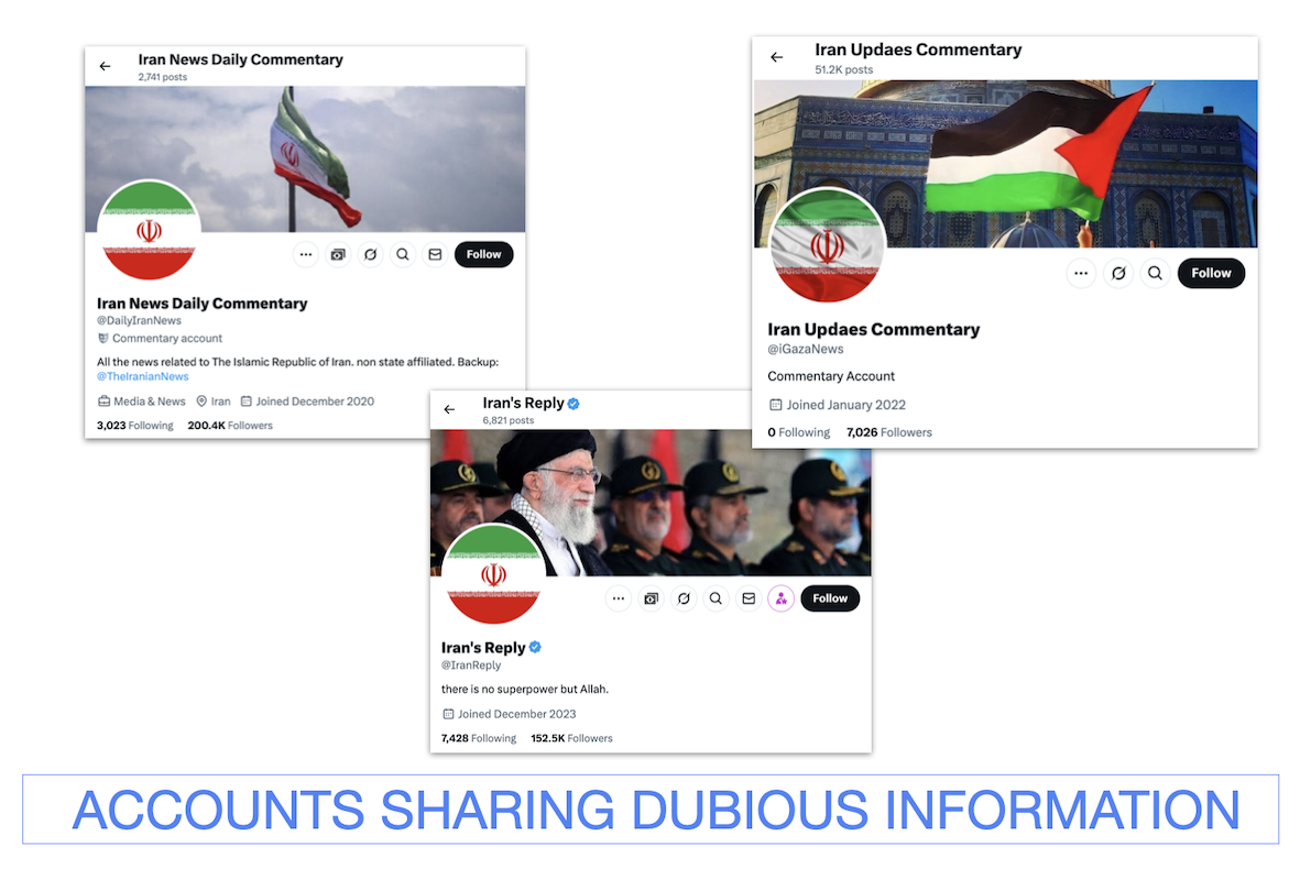 Accouts sharing dubious information, US-Iran, 06-23-2025