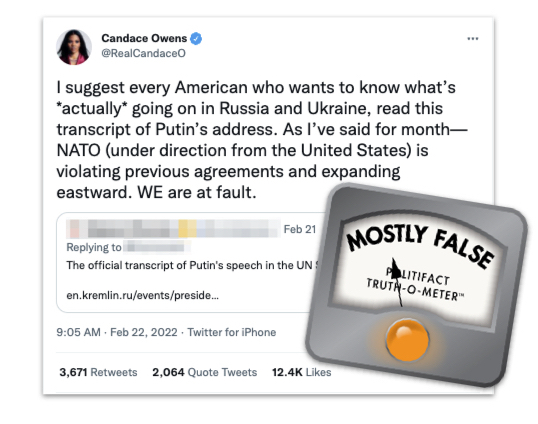 Candace Owens NATO enlargement tweet with MF logo