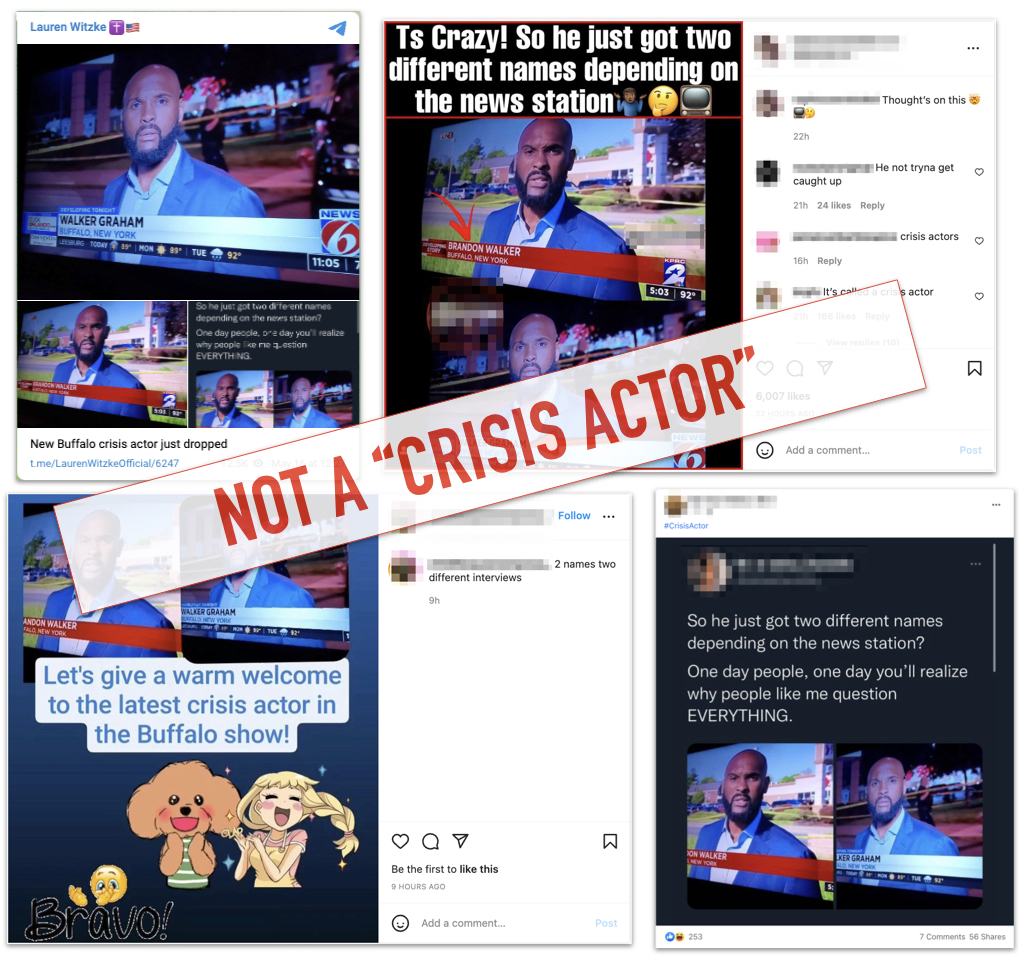 Crisis actor Buffalo reporter image complilation