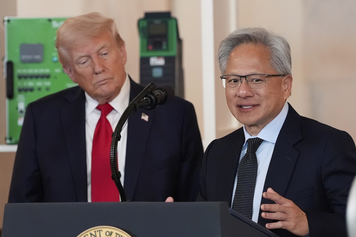 Donald Trump and Nvidia CEO Jensen Huang, 4-30-2025