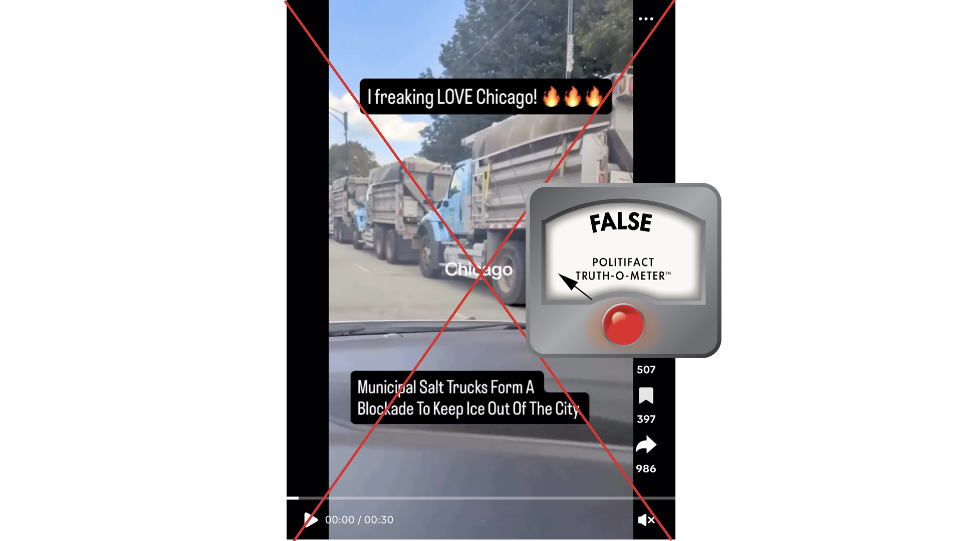 False graphic of claim salt trucks are being used to stop ICE