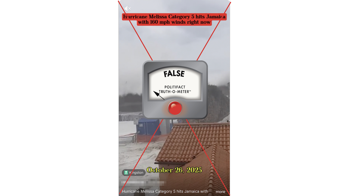 False graphic of Hurricane Melissa 1