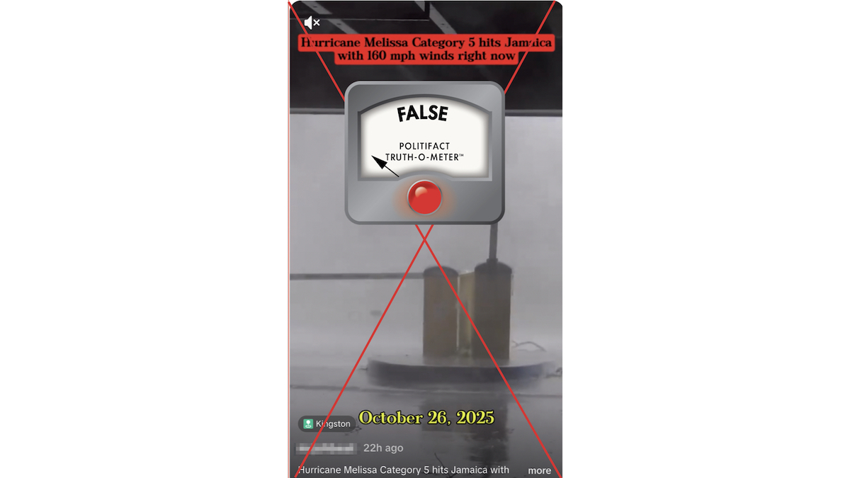False graphic of hurricane Melissa 5