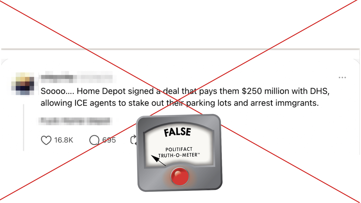 False graph of Home Depot signing a contract with DHS