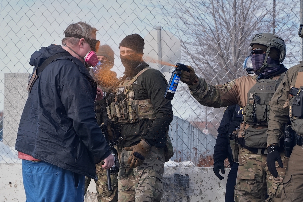 ICE pepper sprays protestor in Minneapolis 1-12-26