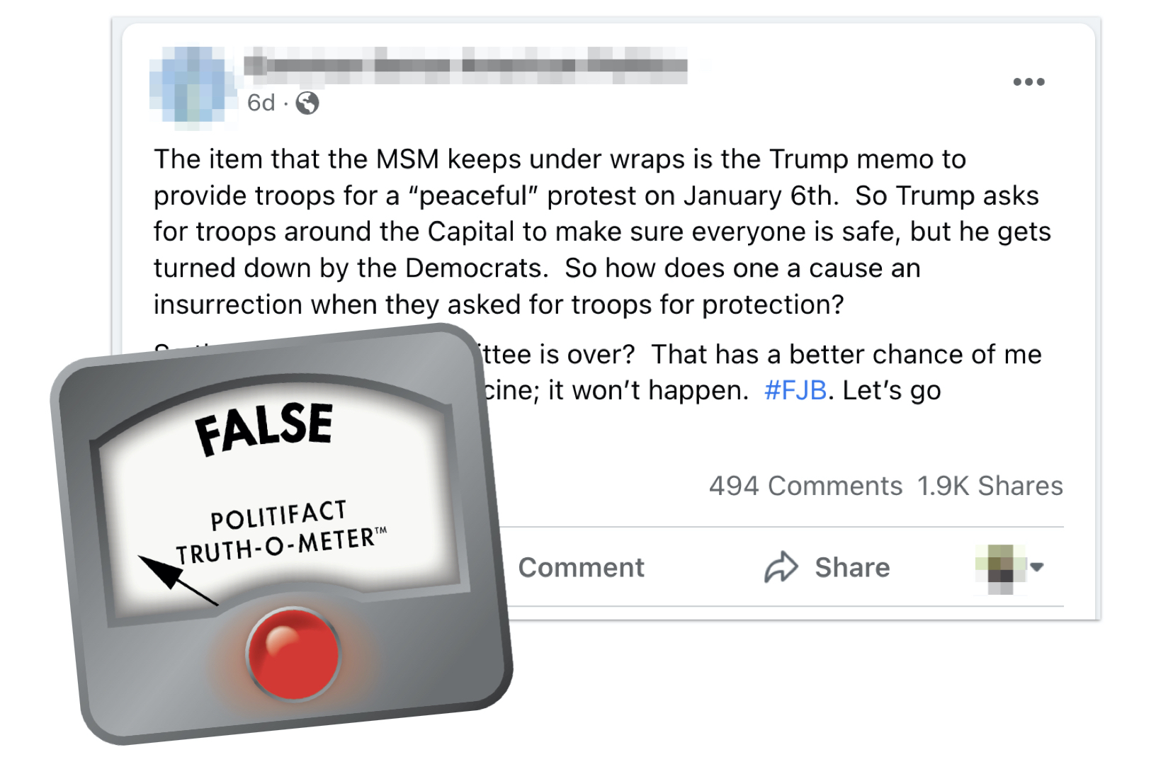 Jan. 6 request for troops post false graphic