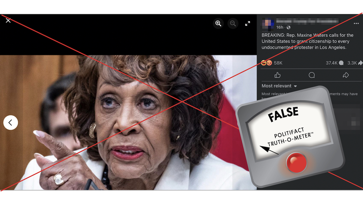 False graphic of Maxine waters on citizenships 06-09-25