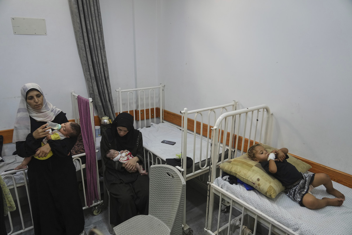 Mothers care for malnourished children at Gaza City hospital 7/23/25